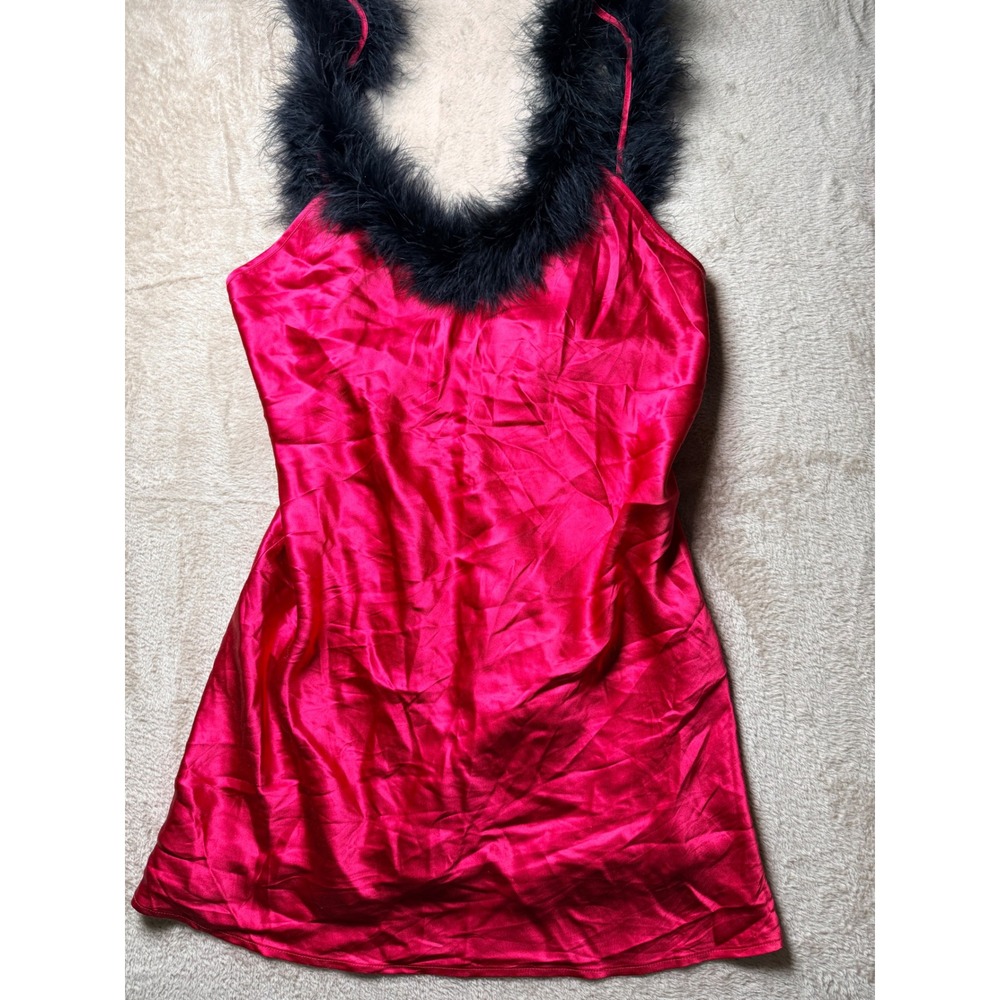 Vintage Mary‎ Green 100%Silk Feather Chemise Slip/Dress Small Euro Romantic RARE
